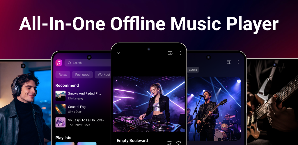 Rayo offline music player screens